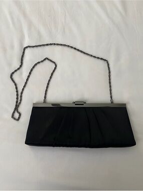 Vintage Jacqueline Ferrar Black Pleated Satin Evening Clutch Shoulder Bag NWOT